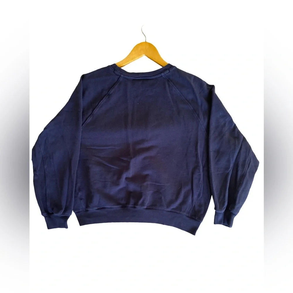 J.Crew Apres Ski Sweatshirt Women’s L‎ Navy Embroidered Pullover 100% Cotton